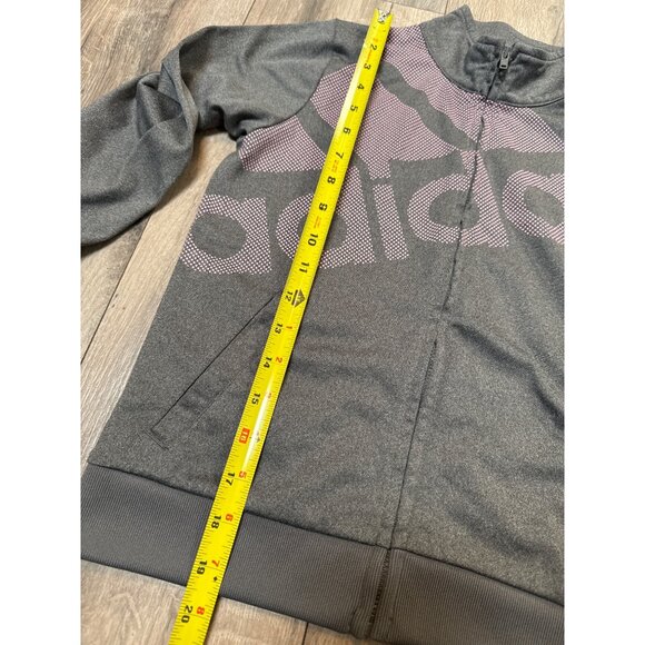 Adidas Youth Full-Zip Gray Jacket Size 10/12 With Pink Logo Design - Picture 4 of 6